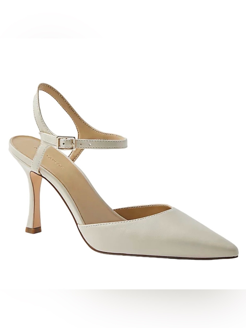 NEW ANN TAYLOR IVORY TWO PIECE ANKLE STRAP LEATHER PUMPS HIGH HEELS SHOES 10